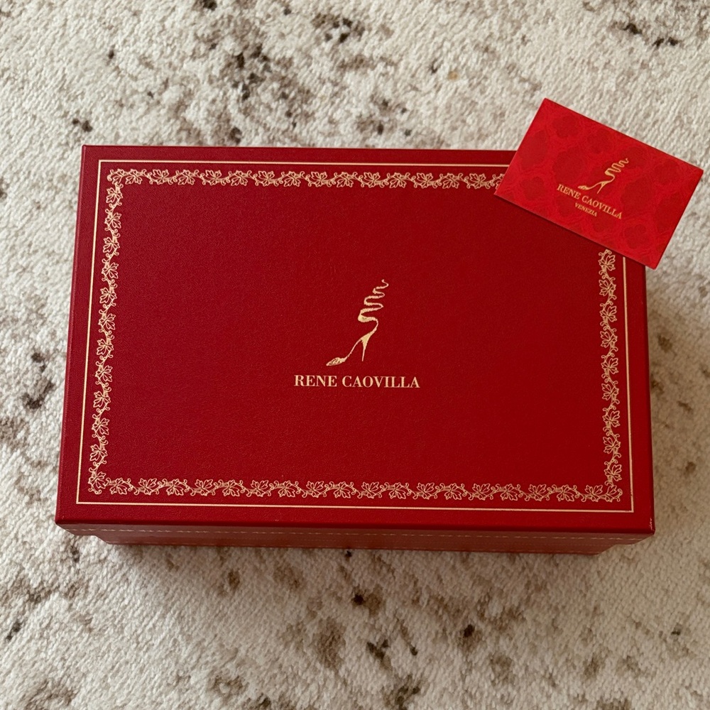 Rene Caovilla Red Box with Gold Foil Logo